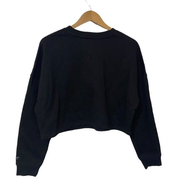 Calvin Klein LS Black Fleece Performance Cropped Sweatshirt NEW Size M - Picture 3 of 6